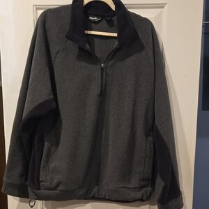 Eddie Bauer Dark Gray and Black Men's Quarter-Zip Fleece